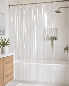 lot 2215 image: Plastic shower curtain piece approximately 72 by 48 in - Stock photo may be different than actual product image
