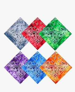 lot 4485 image: Tie-Dye Bandana 6-Pack Assorted Colors - Stock image may not match actual product images