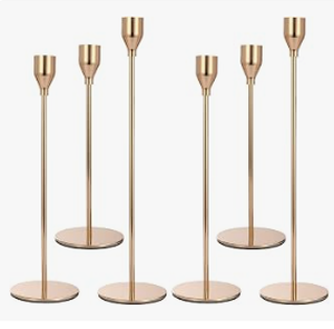 lot 6294 image: Anndaon Set of 6 Gold-Tone Anniversary Candle Holders