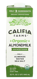 lot 19413 image: Califia Farms Organic Unsweetened Almondmilk 32 FL OZ 6-Pack - Stock image may differ from actual product images