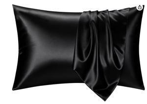 lot 20416 image: Luxury Sheet Set 1 Full Standard Pillowcases (Black, Satin) - Stock image may not match actual product images