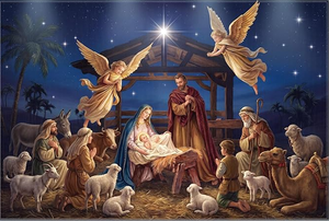 lot 20430 image: Fabric Banner with Nativity Scene Print - Stock image is an example and does not match actual product image