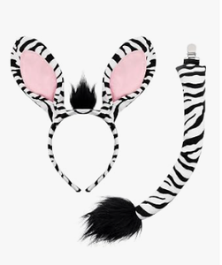 lot 20453 image: Zebra Costume Set - Animal Costumes Zebra Headband &amp Tail By Funny Party Hat - Stock image may differ from actual product images