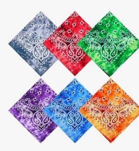 lot 20455 image: Cover Your Hair Tie-Dye Bandanas 12 Pack - Stock image may not match actual product images