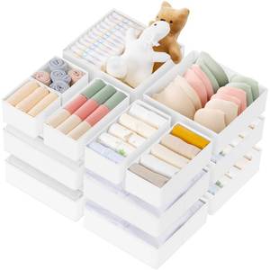 lot 1102 image: Criusia Drawer Organizer Clothes, 21 Pack Dresser Organizer for Baby Clothes, Underwear, Sock- Foldable Closet Organization and Storage Dividers Bins for Nursery, Bedroom (White)