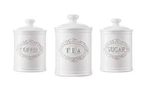 lot 1106 image: TAWCHES Ceramic Canisters Sets For The Kitchen Canisters For Countertop Set of 3 Airtight Coffee Canisters For Ground Coffee Sugar Storage With Lids Farmhouse Containers for household or kitchen use