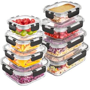 lot 1111 image: Liuruiyu 8 Pack Glass Food Storage Containers with Lids, Meal Prep Containers, Airtight Bento Boxes with Leak Proof Locking for Microwave, Oven, Freezer and Dishwasher, BPA Free