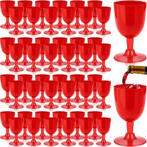 lot 1112 image: Mimorou 50 Pcs Red Plastic Wine Glasses, 5.4 oz Disposable Cups for Wedding