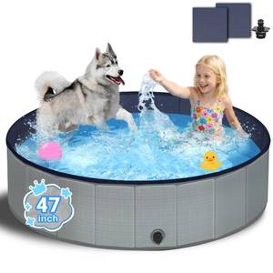 lot 1114 image: Bamda Dog Kiddie Pool for Small Medium Large Dogs, Kids, 47 Gray