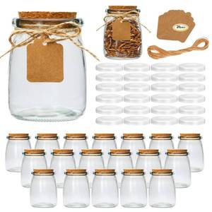 lot 1117 image: Brajttt Mini Yogurt Jars 20 Pack, 7 oz Glass Favor Jars with Cork Lids