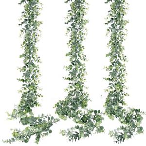 lot 1121 image: Sggvecsy Artificial Eucalyptus Garland 3 Pack Fake Eucalyptus Greenery Garland Faux Hanging Plants Artificial Vines, 5.6 FeetStrand for Wedding Backdrop Arch Wall Table Party Outdoor Festival Decor