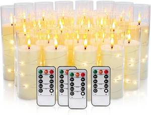 lot 1123 image: YOROXRG 24 Pack Christmas Decoration Flickering Flameless Candles,Battery Operated Candles,LED String Lights LED Candles for New Year, Home Decor, Parties,Wedding(D2.2 xH 5 6 7) (Ivory)