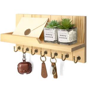 lot 1125 image: Rebee Vision Key Holder Wall Mount with Shelf for Entryway, Original Wood