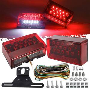 lot 1139 image: Partsam 6 Rectangular LED Combination Tail Lights Kit Red, 12V LED Submersible Sealed Rectangular Boat Trailer Stop Turn Tail License Plate Brake Running Light Kit w25ft Wiring Harness 4PinBracket
