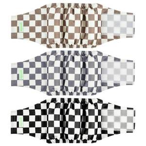 lot 2288 image: wegreeco Washable Male Dog Belly Band (Stylish Pattern)- Pack of 3 - Washable Male Dog Belly Wrap, Dog Diapers Male (Black, Grey, Dark Coffee Checkerboard, Small)