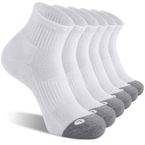 lot 2293 image: FITRELL 6 Pack Mens Athletic Ankle Socks Cushioned Sports Running Socks, Shoe Size 12-15, White