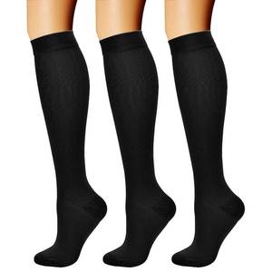 lot 2308 image: CHARMKING Compression Socks for Women & Men Circulation (3 Pairs) 15-20 mmHg is Best Support for Athletic Running Cycling (SM, Black)