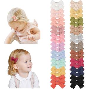 lot 2311 image: C�LLOT 40 Pcs 1.75 Girls Hair Bows Linen Fabric Bows Clips for Baby Girls