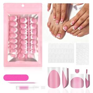 lot 2321 image: QIEK Deep Pink French Tip Press On Nails and Toenails Set 60 Pcs