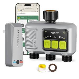 lot 2337 image: WiFi Water Timer 3 Outlet for Garden Hose, Smart Sprinkler Controller with 984ft RF Range, Smart Lawn Watering System Irrigation Timer, APPVoice Control, Rain Delay, Manual Irrigation