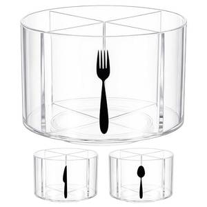 lot 2340 image: Ferrochef 360° Rotating Acrylic Utensil Caddy, 4 Compartment Plastic Silverware Cutlery Holder Countertop Flatware Storage Organizer for Kitchen Office Desk Picnic Camping Party