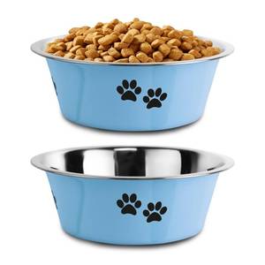 lot 2347 image: Stainless Steel Dog Bowls, Nonslip Rubber Bottom No Spill Proof Skid Metal Insulated Dog Bowls for Large Medium Small Breed Dogs (Black, 3.6 Cups29 OZ)