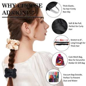 lot 2348 image: ADRIONE Satin Scrunchies for Women & Girls - 60 Pack Silk Scrunchies for Curly Hair