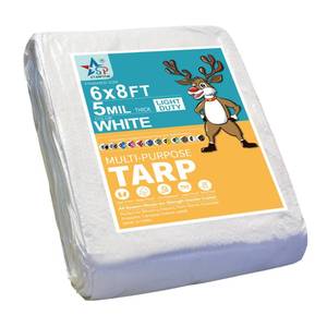 lot 2349 image: STARPYNG-5 Mil White 8x10 Feet Tarp-LightDuty Waterproof Tarpaulin-Waterproof, UV Resistant, Rip and Tear Resistant, Poly Tarpaulin with Reinforced Edges for Cover
