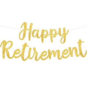 lot 2351 image: BEISHIDA Pre-Strung Glitter Gold Happy Retirement Banner Party Decoration