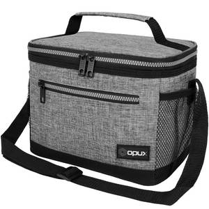 lot 2356 image: opux Insulated Lunch Bag for Men Women, Leakproof Kids Lunch Box Light Grey