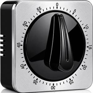 lot 2369 image: Kitchen Timers for Cooking, Chef Cooking Timer Clock with Loud Alarm - 100% Mechanical Desk Timer - No Batteries Required - Magnetic Backing, Exquisite Stainless Steel Body - Countdown Reminder