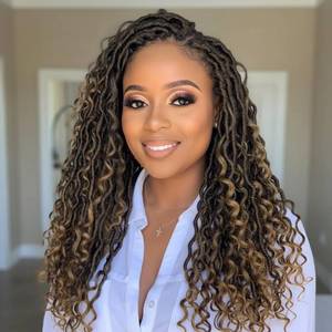 lot 2395 image: Fulcrum Goddess Locs Crochet Hair 14 Inch, 8 Packs New Faux Locs Crochet Hair for Black Women, Crochet locs with Curly Ends (14Inch (Pack of 8), T27#)