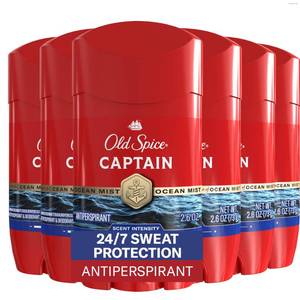 lot 2398 image: Old Spice Antiperspirant Deodorant for Men, 247 Sweat & Odor Protection, 247 Lasting Freshness, Invisible Solid, Captain with Bergamot Scent, 2.6 oz (Pack of 6)