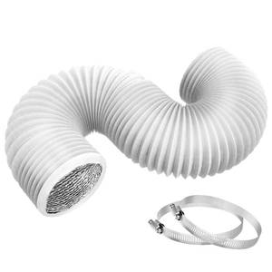lot 2403 image: TEAIERXY 4 Inch 8ft Dryer Vent Hose, Flexible Insulated Air Ducting,Vent Hose PVC Aluminum Foil with 2 Clamps for HVAC Ventilation(White)