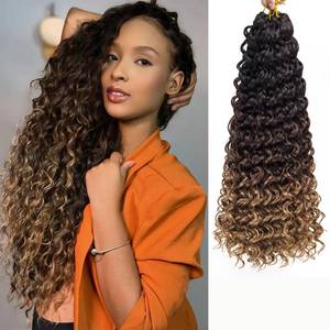 lot 2412 image: GoGo Curl Crochet Hair for Women Water Wave Curly Crochet Hair Deep Wave Beach Curl Crochet Synthetic Hair Extensions (18 inch(Pack of 6), 1B3027)