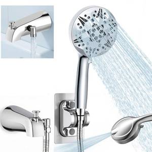 lot 2417 image: BatheCo Bathtub Sprayer Attachment for Shower, Bathtub Faucet with Sprayer with 10 Spray Modes Upgrade, No Drill Wall 79 Stainless Hose Shower Attachment for Bathtub Faucet, Chrome