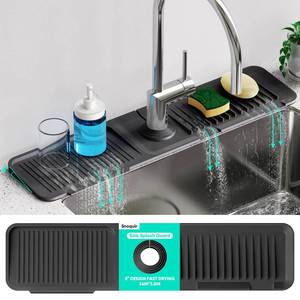 lot 2432 image: 24 Longer Faucet Mat for Kitchen Sink Splash Guard Drain Mat Behind Fauce