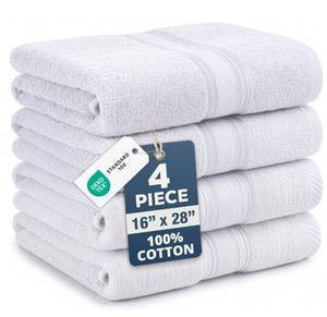 lot 2455 image: LANE LINEN Hand Towels for Bathroom 100% Cotton 4 Pack 16x28 - White