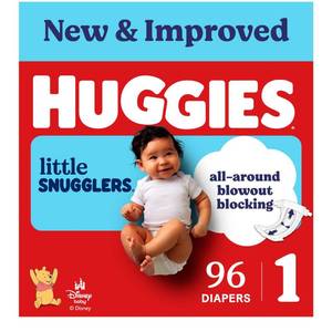 lot 3820 image: Huggies Little Snugglers Diapers Size 1, 96 Count