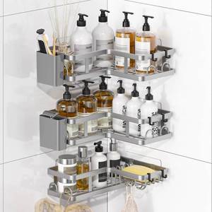 lot 3830 image: PUPILLEMON 3 Pack Corner Shower Shelves, Rustproof Shower Organizer Caddy