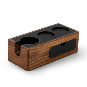 lot 3853 image: MHW-3BOMBER Espresso Tamping Station, 4 in 1 Walnut Espresso Organizer Box with Magnetic Drawer for Storage 51-58mm Espresso Tamper,Distributor,Portafilter and Espresso Accessories, CH6622