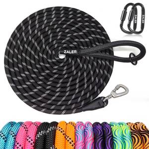 lot 4013 image: ZALER Long Dog Leash, 50 feet 30ft 20ft 15ft 10ft Dog Training Lead, Heavy Duty Reflective Check Cord Recall Leash for Dogs Training, Playing, Camping, or Backyard (50FT, Black)
