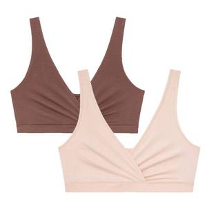 lot 4046 image: Motherhood Maternity Women��s 2-Pack Wrap Front Nursing Bras, Porcelain PinkNutmeg, XL