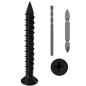 lot 4047 image: WenSilon(30 PCS) 316 x2-14 Black Concrete Screw Anchor Black Flat Head for Anchoring to Masonry, Block or Brick Stucco