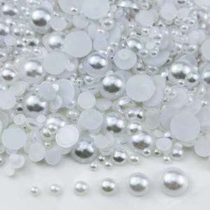 lot 4057 image: YHYPOCI 150pcs 16mm Half Pearls for Crafts Flatback Round Half Pearl Beads for Jewelry Making Nail Art Scrapbook Craft Wedding Dress Decoration(White)