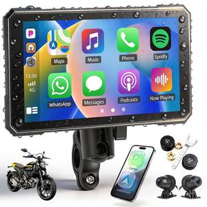 lot 4506 image: SIXTOP Motorcycle CarPlay Screen with HD 1080P Dual Dash Cam Wireless CarPlay Android Auto Screen for Motorcycle TPMS Pantalla para Moto 5 IP67 Waterproof Touchscreen, Bluetooth, GPS, Voice Control