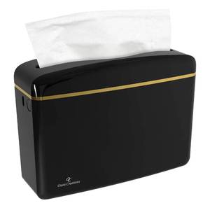 lot 5732 image: Countertop Multifold Hand Paper Towel Dispenser by Oasis Creations, Single Sheet Dispensing �� Glossy Black