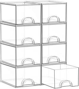 lot 5771 image: Zeawec 8-Pack Clear Stackable Storage Boxes