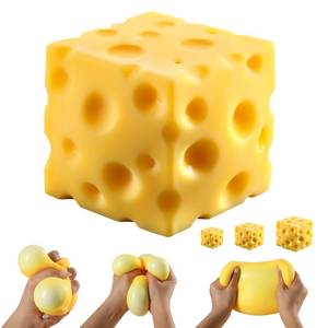 lot 6322 image: Cheese Squishy Cube Block, Squishy Fidget Toys for Adults, Easter Basket Stocking Stuffers, Sensory Stress Ball Squeeze Toys for Stress Relief (Yellow 2.4 in)