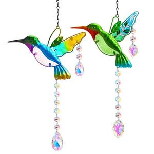 lot 6325 image: Yu Feng Hummingbird Suncatchers 18.1 Stained Glass (2pc)